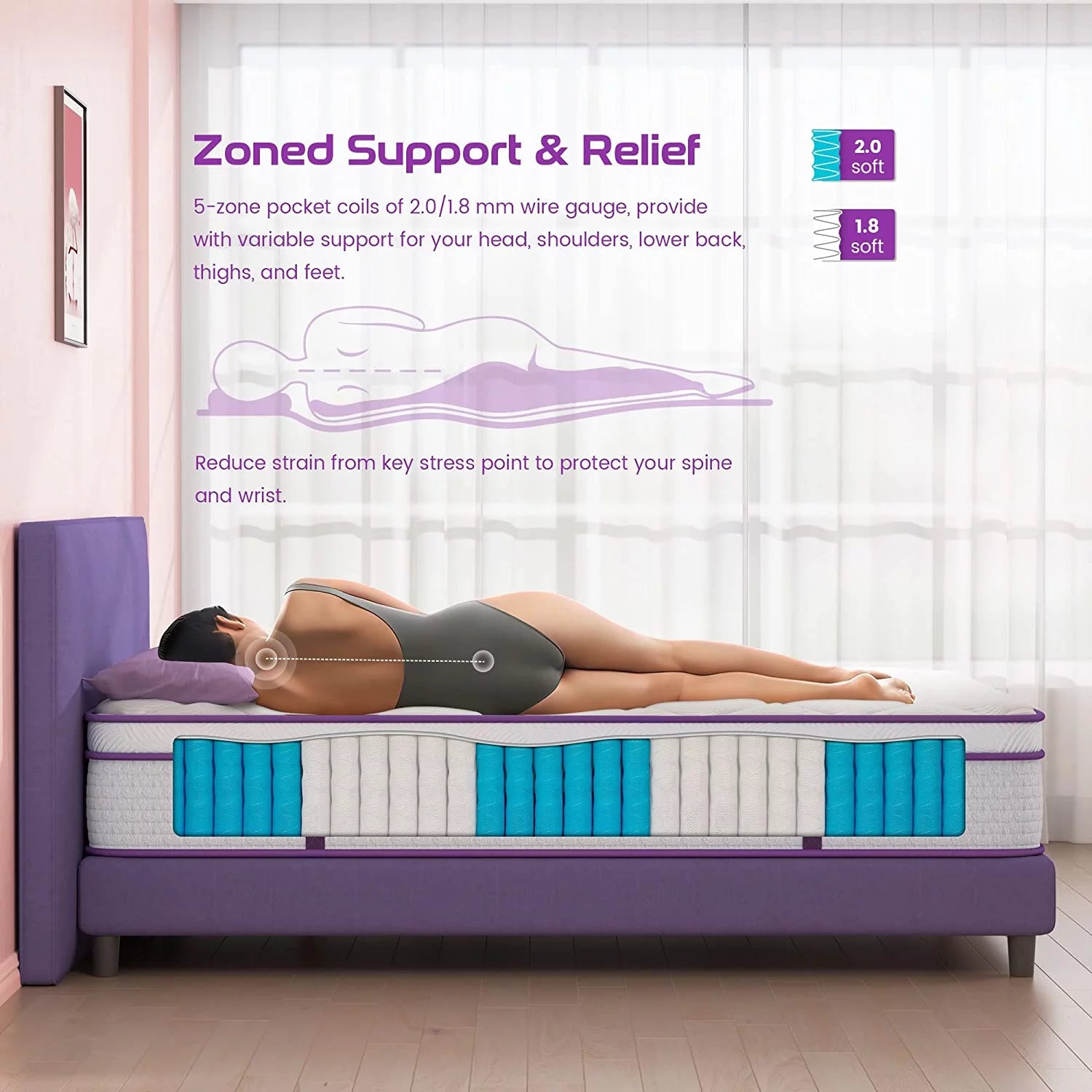Queen Size 10 inch Hybrid Memory Foam Mattress W7280