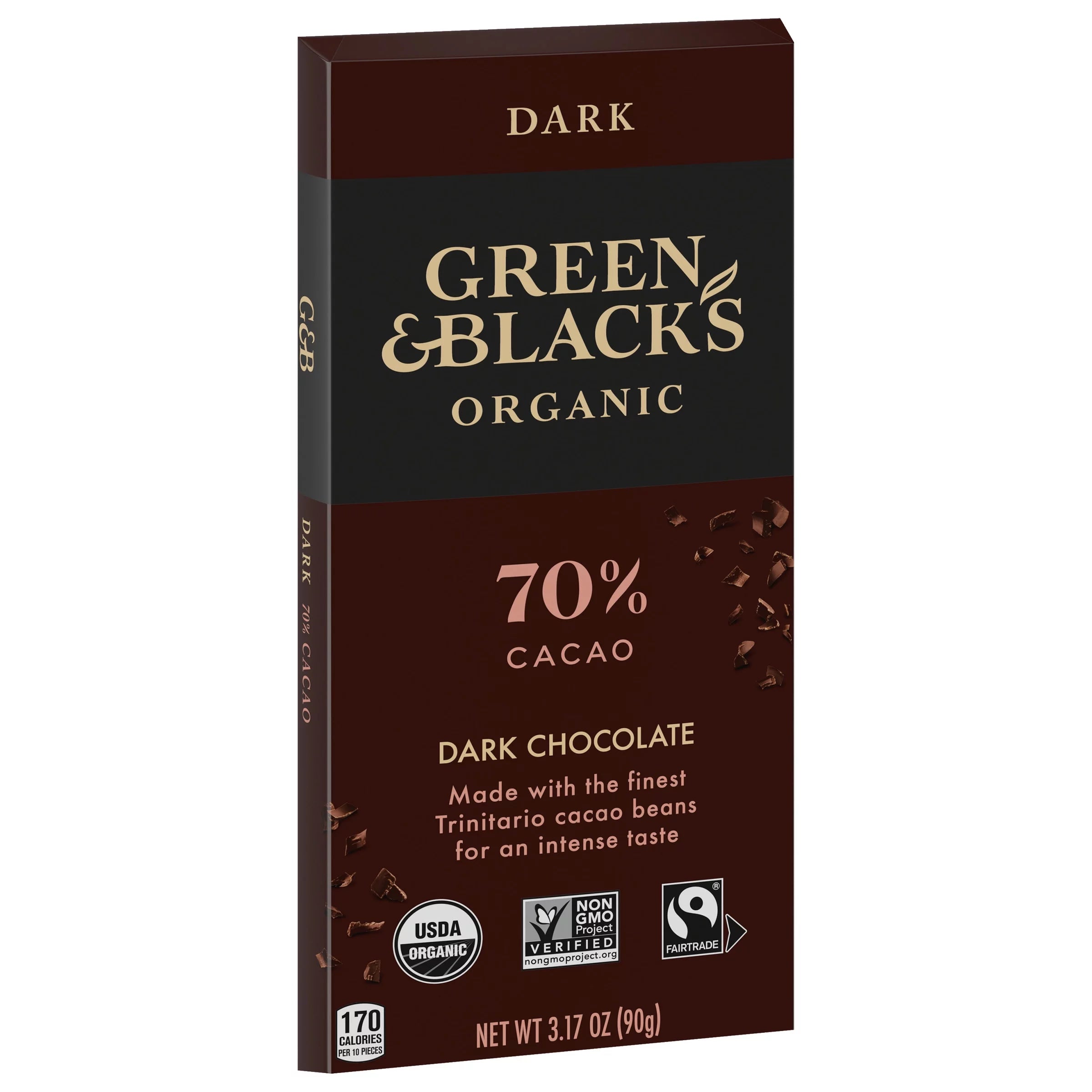 Organic Dark Chocolate Bar, 70% Cacao, 10 - 3.17 oz Bars V49277
