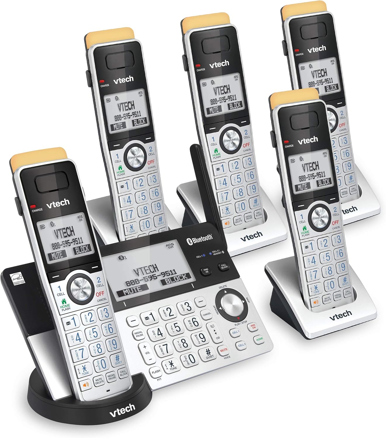 5 Handset DECT 6.0 Cordless Phone with Answering Machine I785