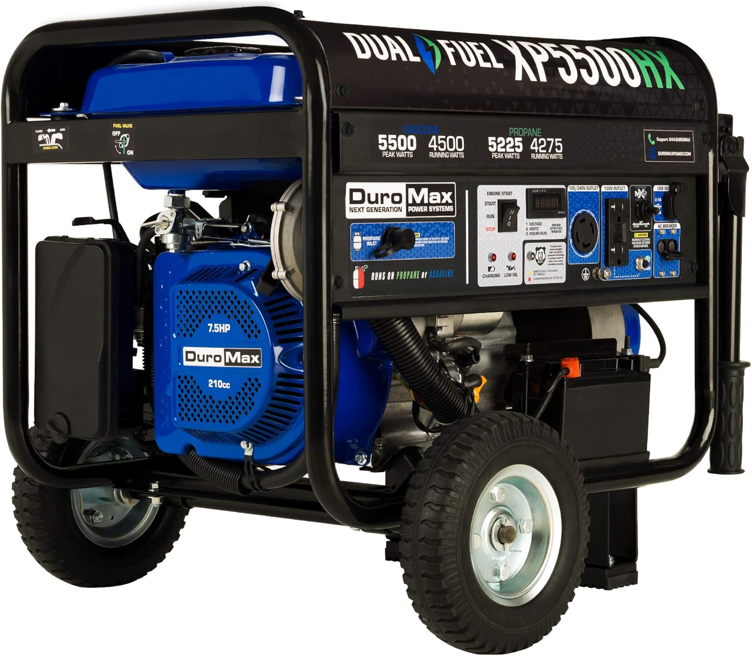Dual Fuel Portable Generator 5500 Watt Electric Start with CO Alert L570298