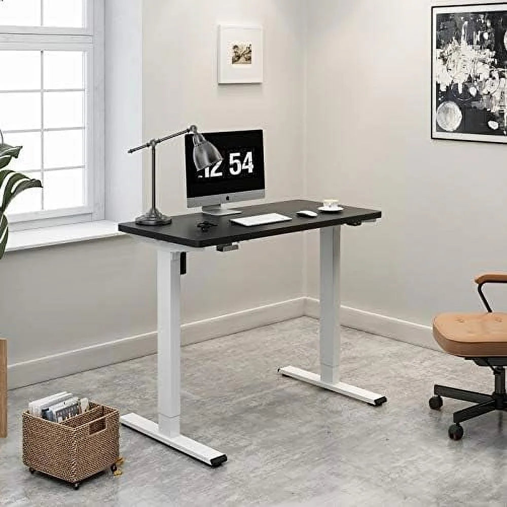 Adjustable Height Desk 40 x 24 Inches Electric Sit Stand Desk Black Frame Black Desktop Q371