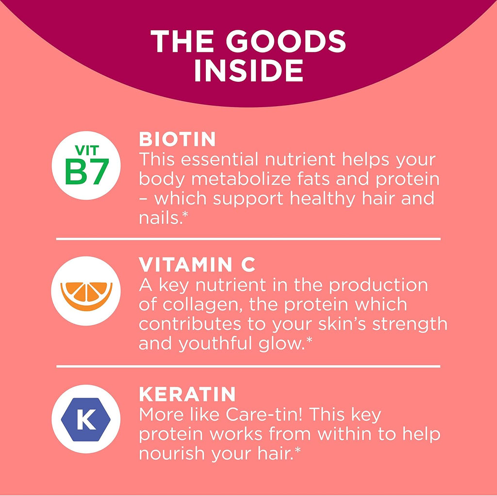 Extra Strength Daily Energy Gummy, Caffeine Free, 1000mcg Vitamin B12, CoQ10, Goji Berry & Undeniable Beauty Gummy, Biotin, Vitamin C, Keratin, Chewable Supplement O67919