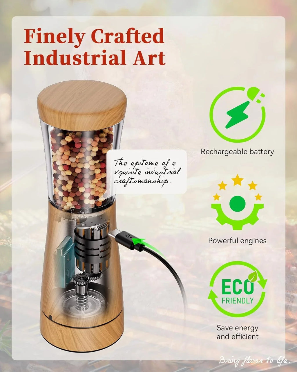 Electric Salt and Pepper Grinder Set 2 Pack USB Rechargeable with LED Light I579789