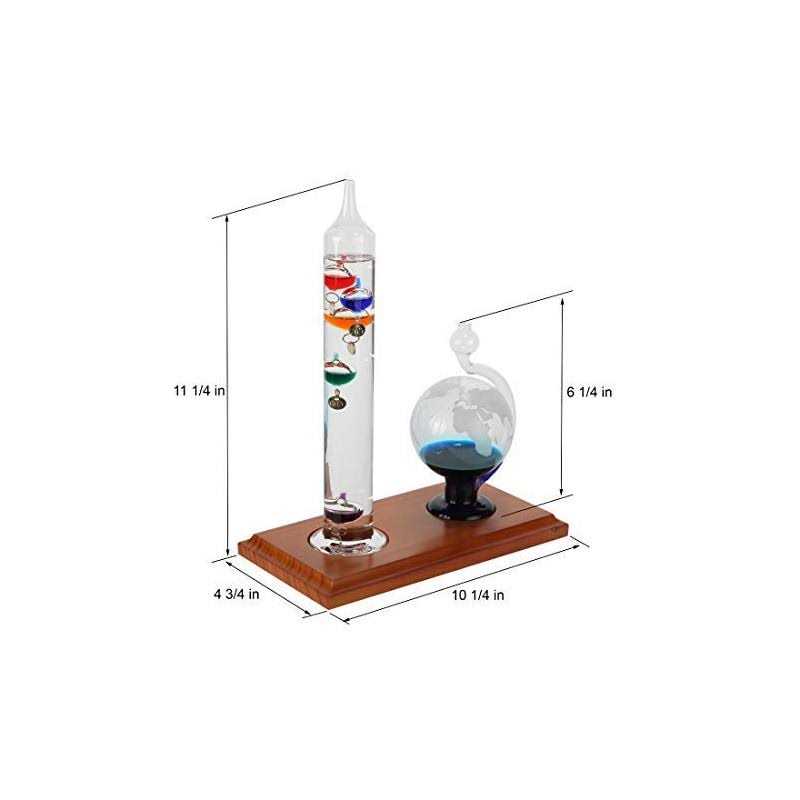 Galileo Thermometer with Etched Glass Globe Barometer G97521