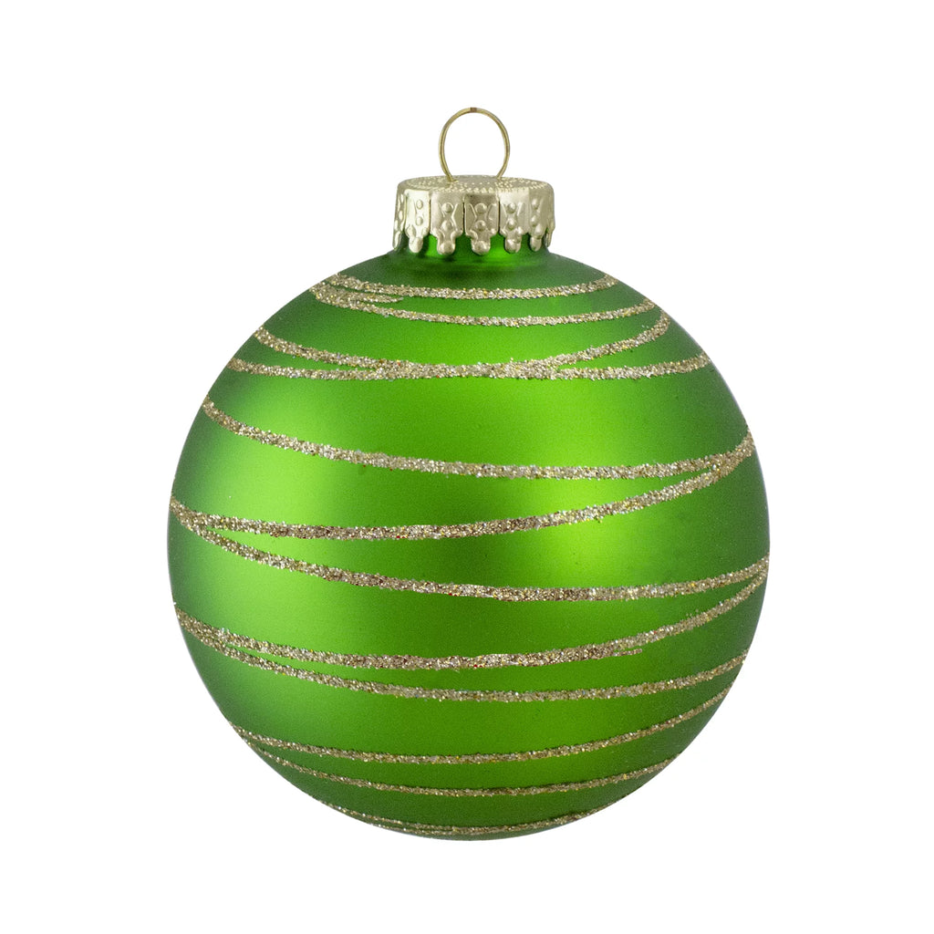 4ct Glass Red Green Matte Christmas Ball Ornaments 3.25-Inch G59380