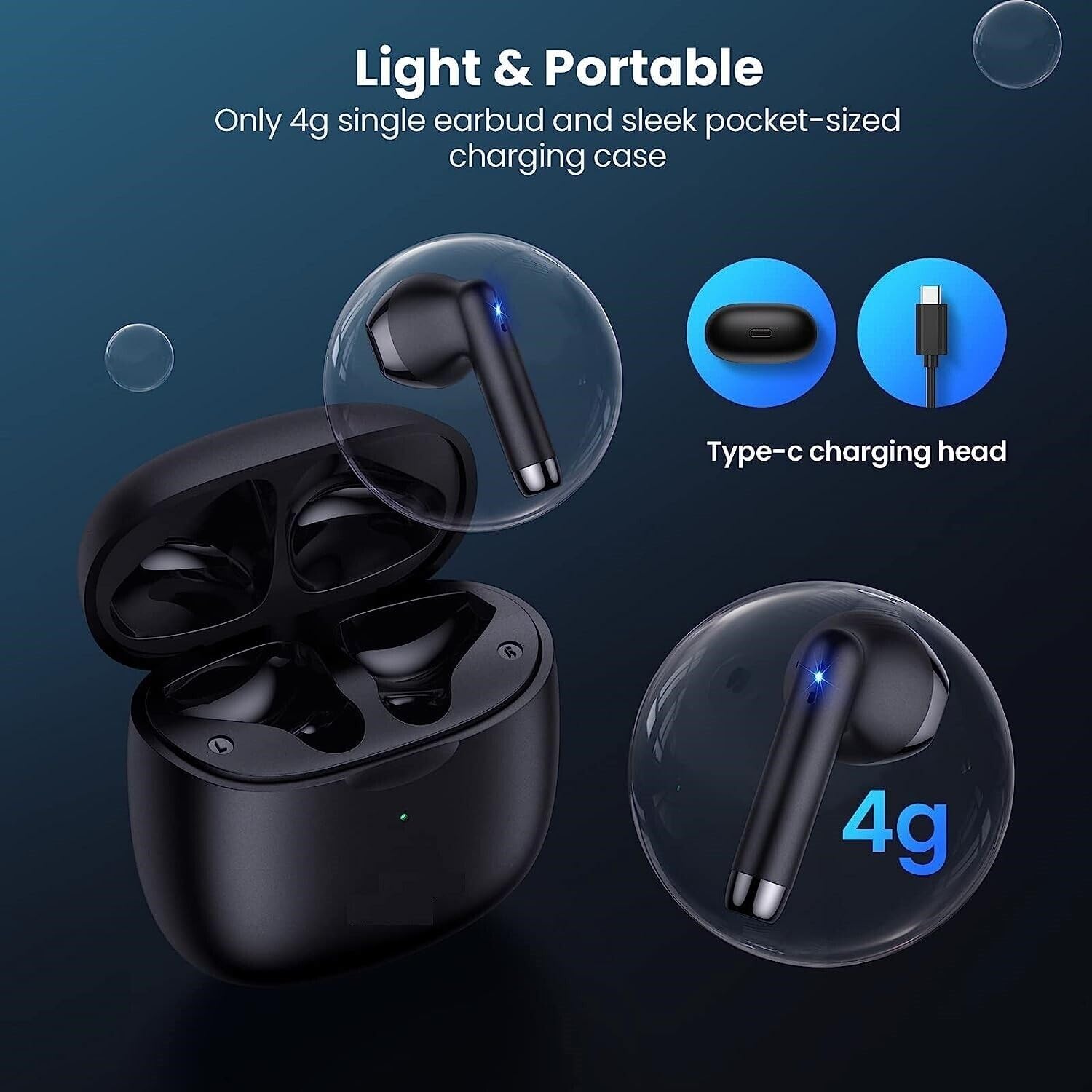 Black TWS Wireless Bluetooth 5.0 Earbuds with Charging Case S1451
