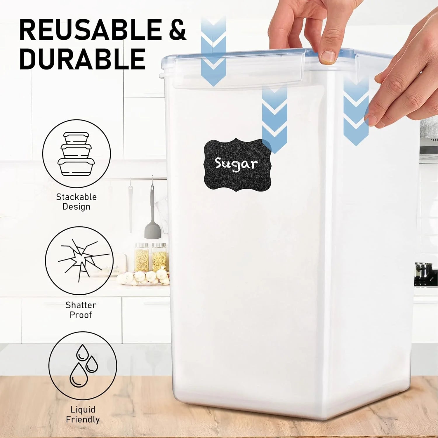 2PCS Extra Large Airtight Clear Plastic 8.5L Storage Containers with Lids K148936