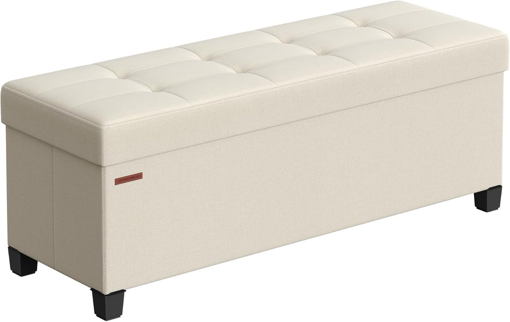Cream White Storage Ottoman Bench C70620