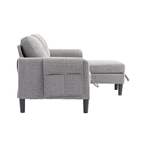 Modular Sectional Sofa with Storage Chaise, Pull Out Sleeper Sofa Bed, L Shaped Convertible Sleeper Couch K3499