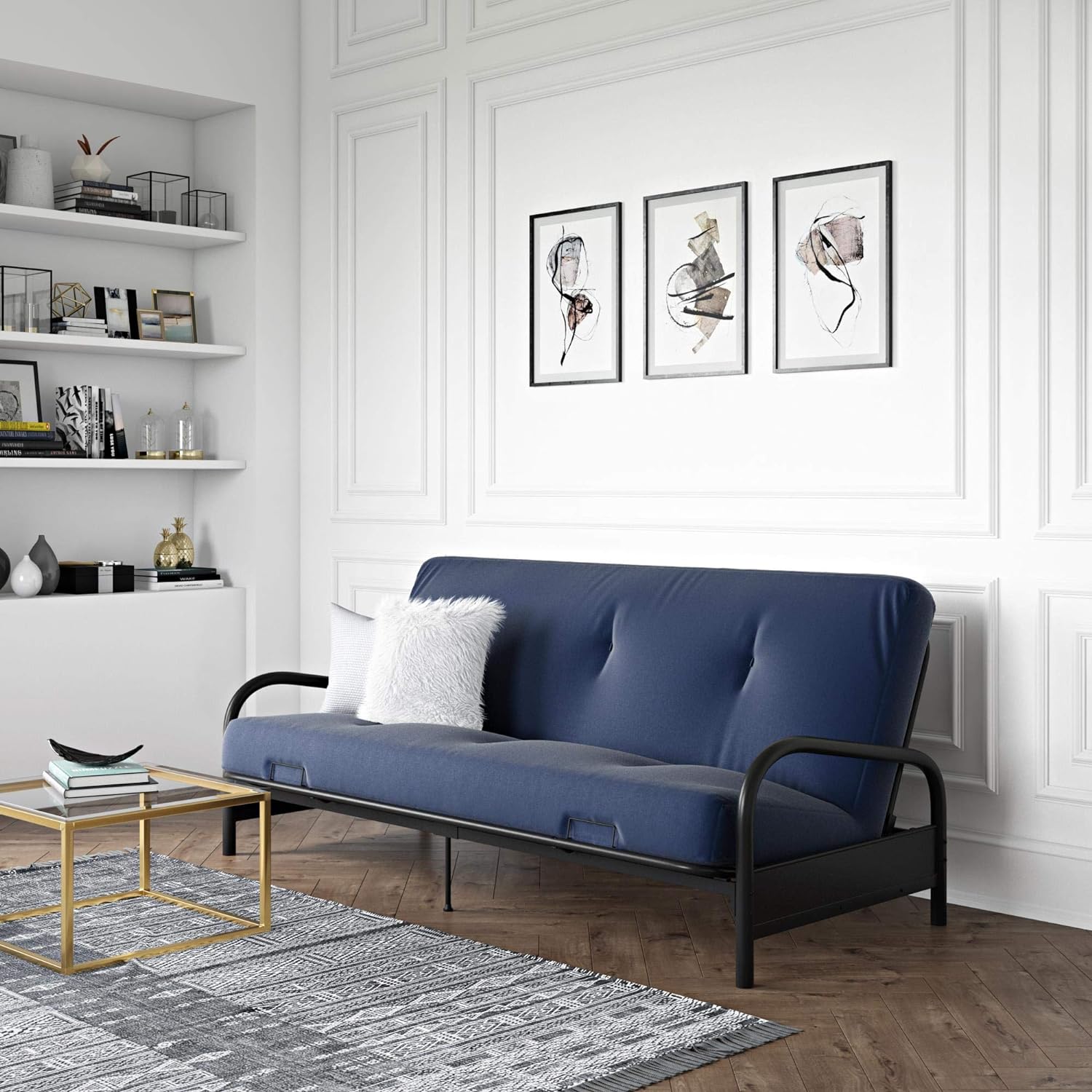 Black Metal Full Sized Futon Frame B316