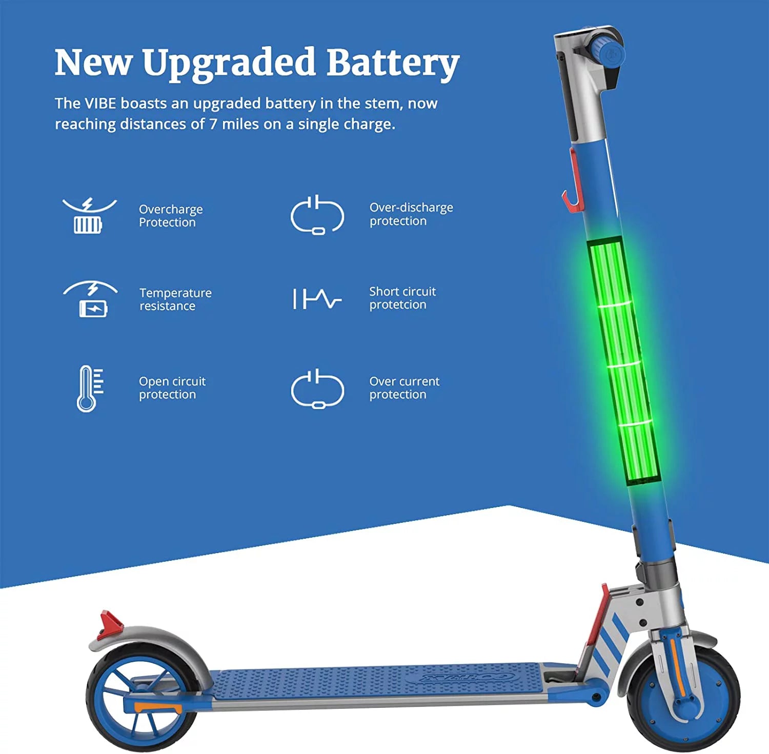 Blue 200W 6.5" Tires Foldable Electric Scooter O507
