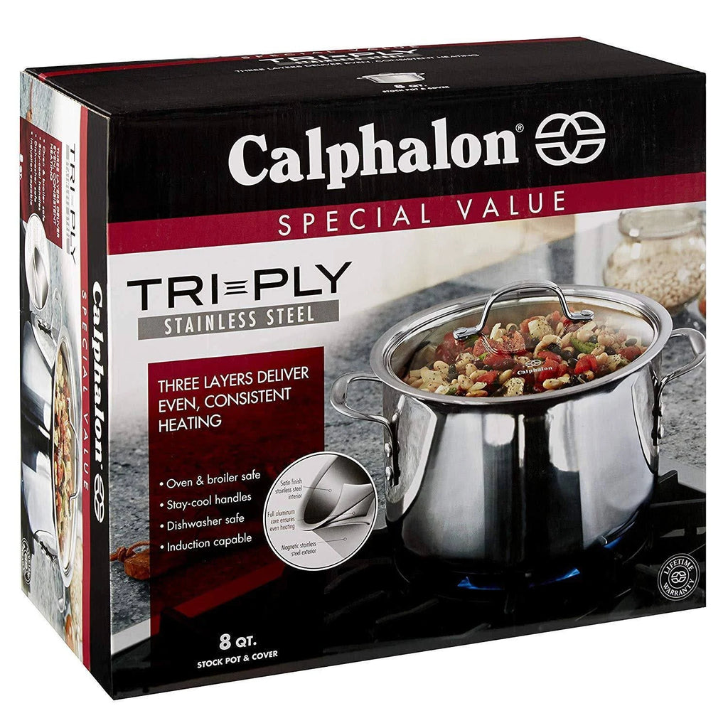 8-qt. Stainless Steel Tri-Ply Covered Stock Pot L105