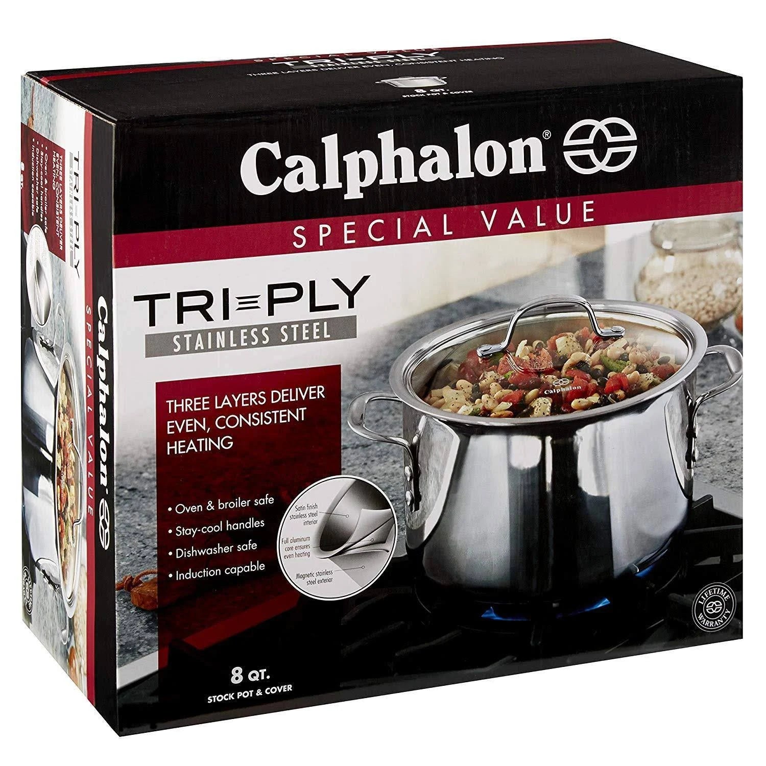 8-qt. Stainless Steel Tri-Ply Covered Stock Pot L105