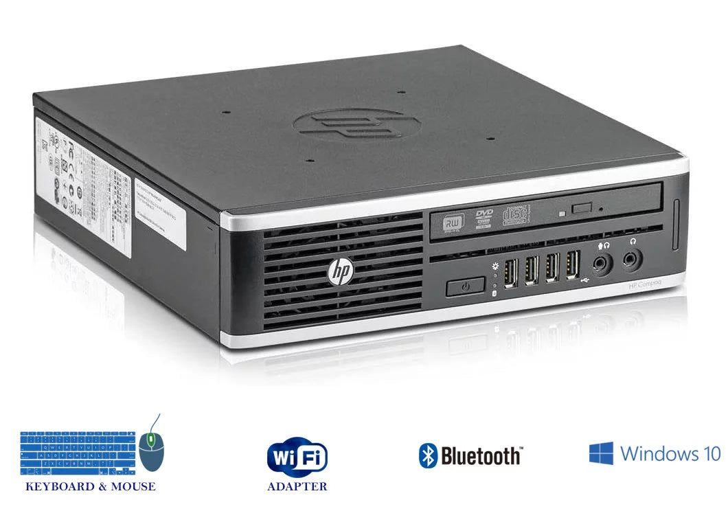 HP 8200 USFF Mini Desktop Computer Core i5 8GB Ram 500GB HDD Dual 17" LCD WiFi Bluetooth Win10 Home Y5318