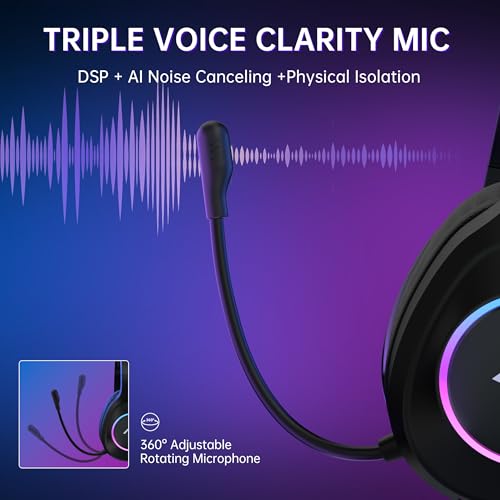 Black Wireless Gaming Headset with Noise Canceling Mic W128511