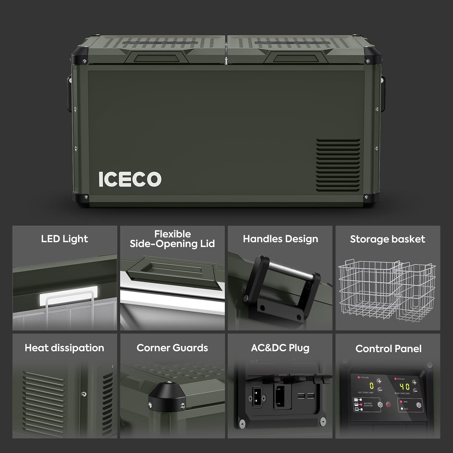 78Qt Dual Zone Portable Refrigerator Freezer H320