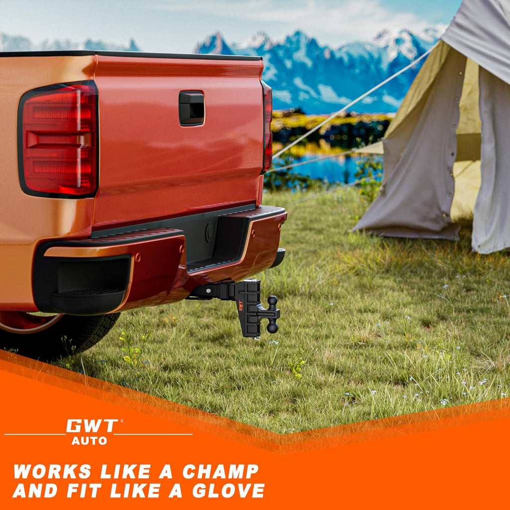 2" & 2-5/16" Dual-Ball Adjustable Trailer Hitch, 6 Inch Drop/Rise, 25,000 LBS GTW, Black K24205