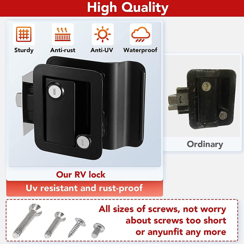 Black Zinc Alloy RV Entry Door Lock with Paddle Deadbolt 4 Keys S28080