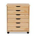 Natural Linon Six Drawer Wide Roll Cart H6579