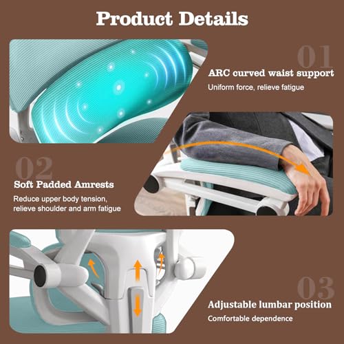 High Back Mesh Desk Chair with Lumbar Support and Adjustable Headrest N735764