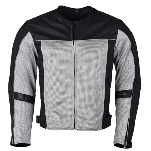 Leather Mesh Textile Motorcycle Jacket with CE Armor Removable Liner O290