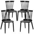 Black Solid Wood Spindle Back Dining Chairs Set of 4 N935