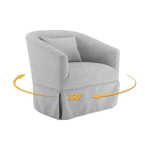 Blue Swivel Accent Armchair with Skirt and Metal Base A160275