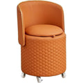 Light Gray Round Storage Ottoman with Wheels B45062