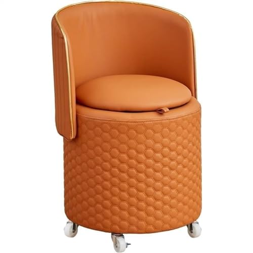 Light Gray Round Storage Ottoman with Wheels B45062