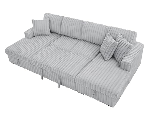 Grey Oversized U Shaped Sleeper Sofa with Double Storage Chaise J139