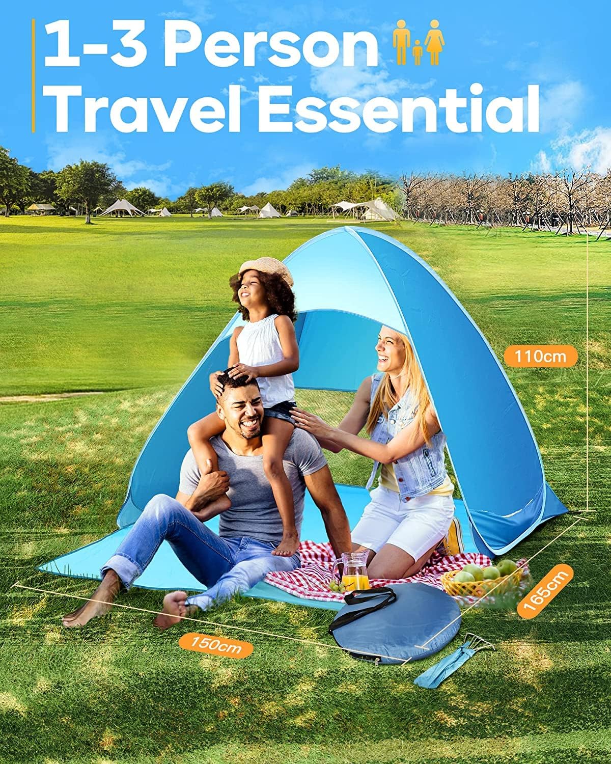 Pop Up Beach Tent, UPF 50+, Waterproof, with Carry Bag J83637