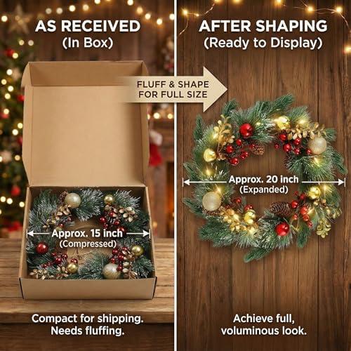 24 Inch Christmas Wreath with Lights L307