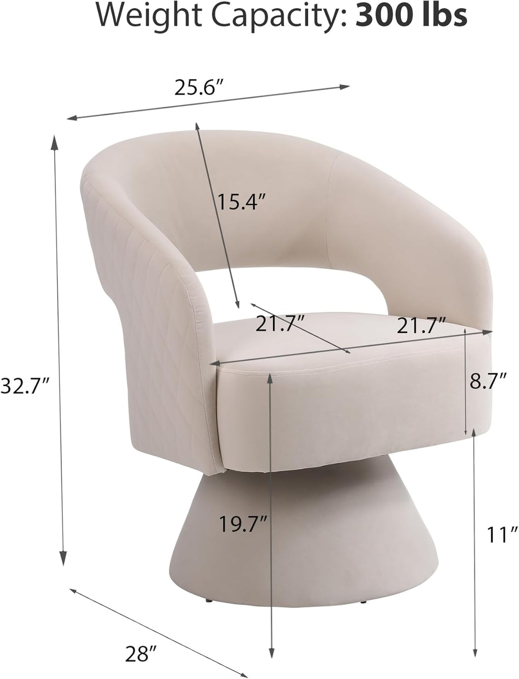 Beige Velvet Swivel Barrel Chair Set of 2 I106