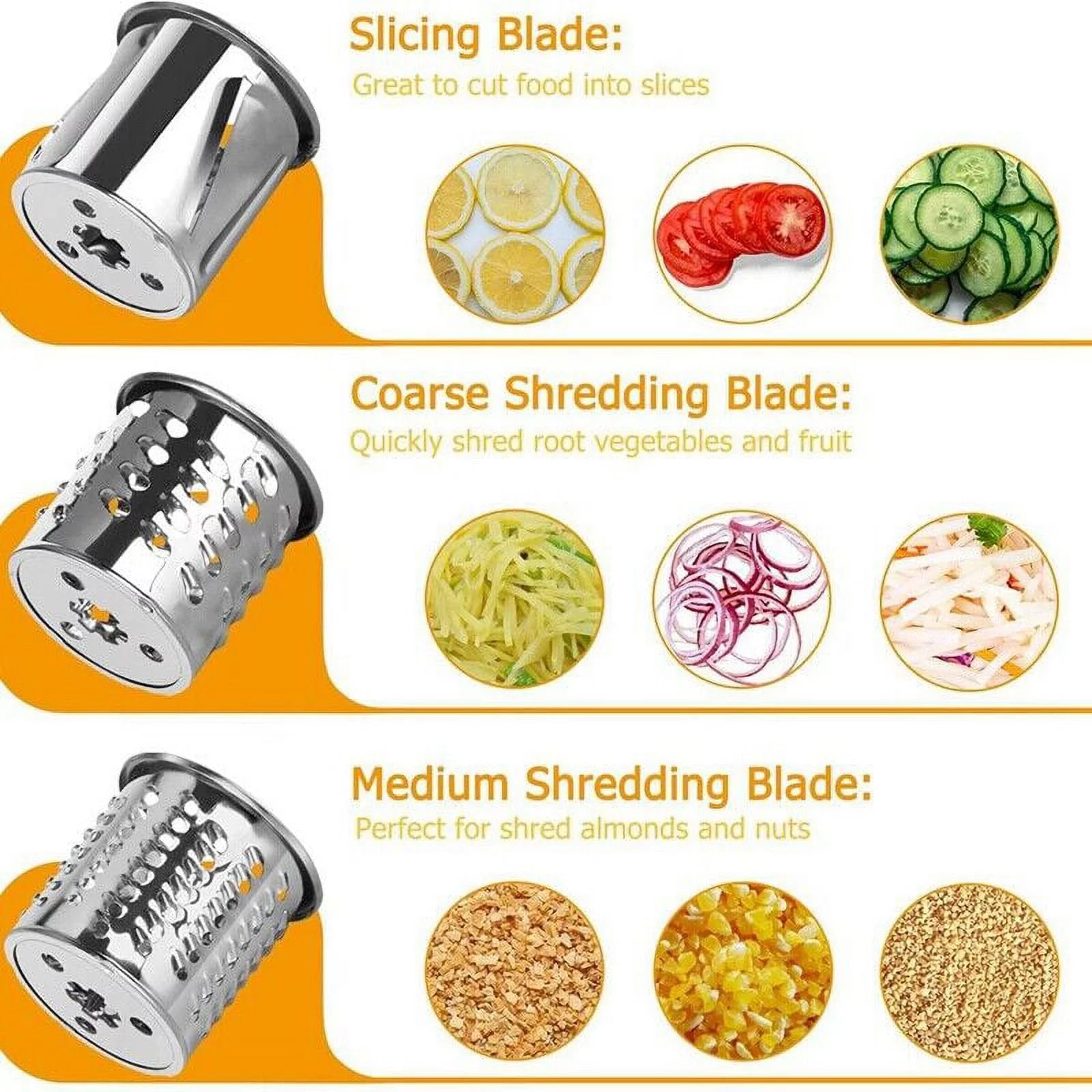 Slicer Shredder Set 3 Vegetable Cutter Blades Aluminum Shaft C369
