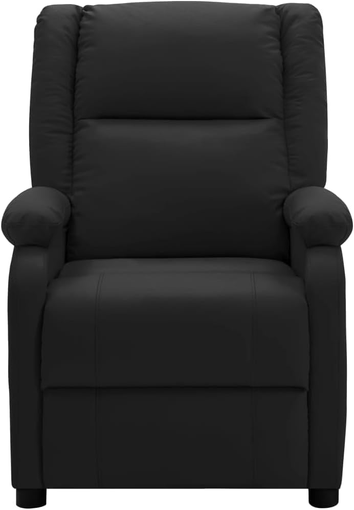 Black Faux Leather Adjustable Recliner Chair with Footrest D97384