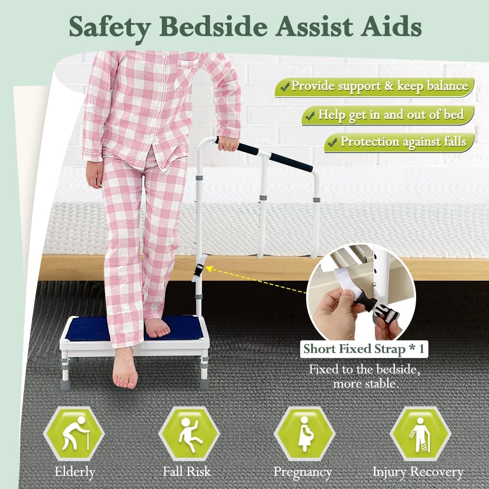 2-in-1 Bedside Guard Rails Step Stool with Handle E309657