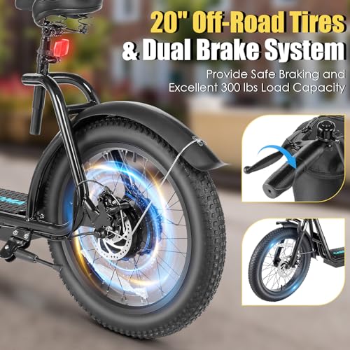 800w Electric Scooter with 20" Fat Tire, 20 MPH Top Speed, 30 Miles Range, Foldable P638