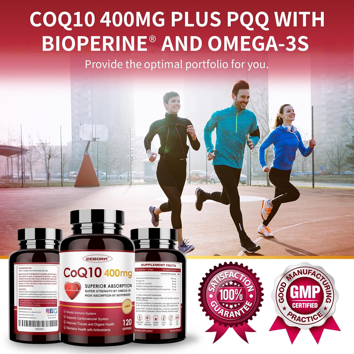 CoQ10 400mg Softgels with PQQ, BioPerine & Omega-3, 120 Servings O466848