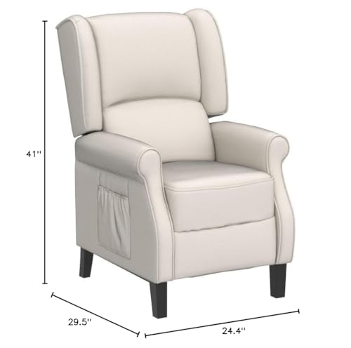 Beige Fabric Wingback Recliner Chair with Heat and Massage O3045