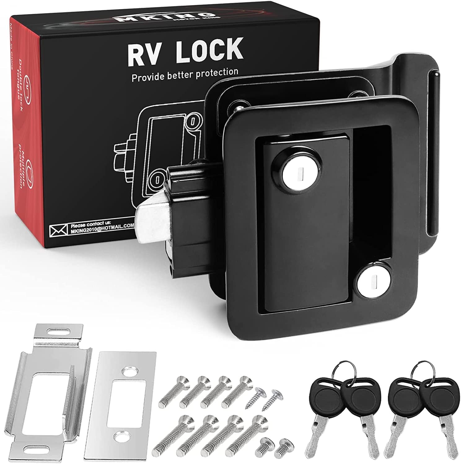 Black Zinc Alloy RV Entry Door Lock with Paddle Deadbolt 4 Keys S28080