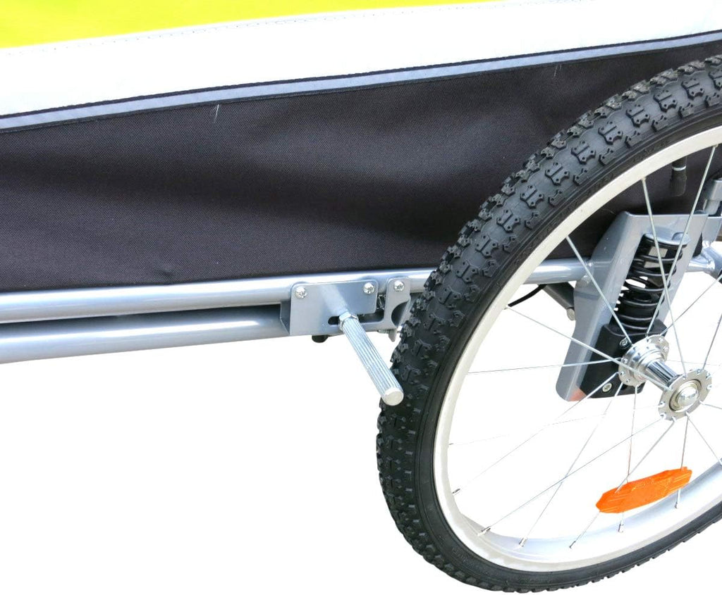 Large Pet Bike Trailer Dog Stroller with Shocks Green Yellow Y259023
