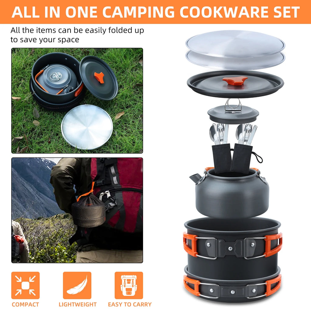 16pcs Camping Cookware Set D832