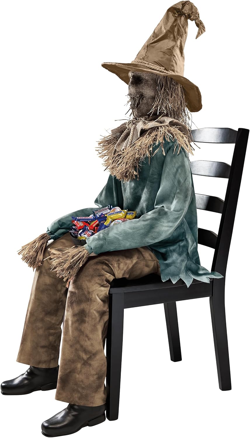 4.5 Ft Scary Sitting Scarecrow Animatronic E648116