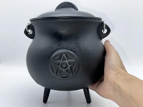 7.5" Diameter Cast Iron Cauldron with Lid and Handle A7284
