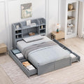 White Queen Size Murphy Bed with Shelves and Drawers X249
