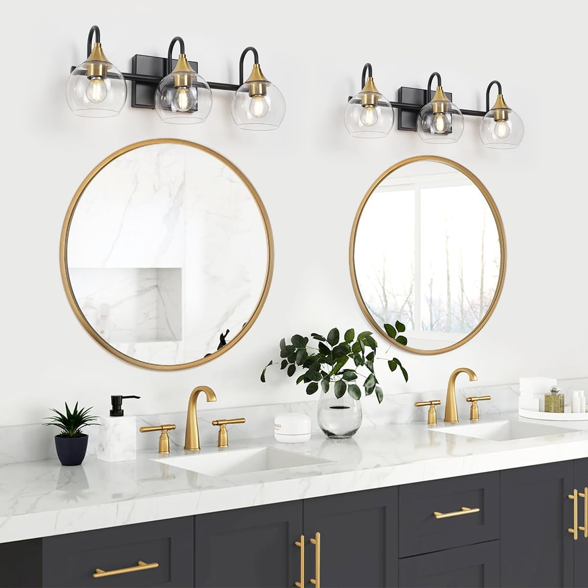 Black Gold 3 Light Bathroom Vanity Light H252103