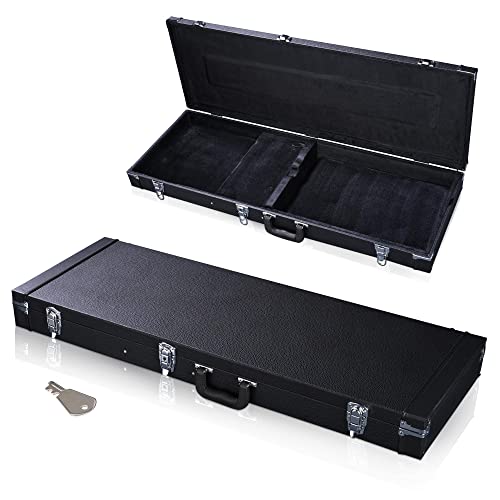 Black Wooden Electric Guitar Hard Case with Lock Latch Key L839