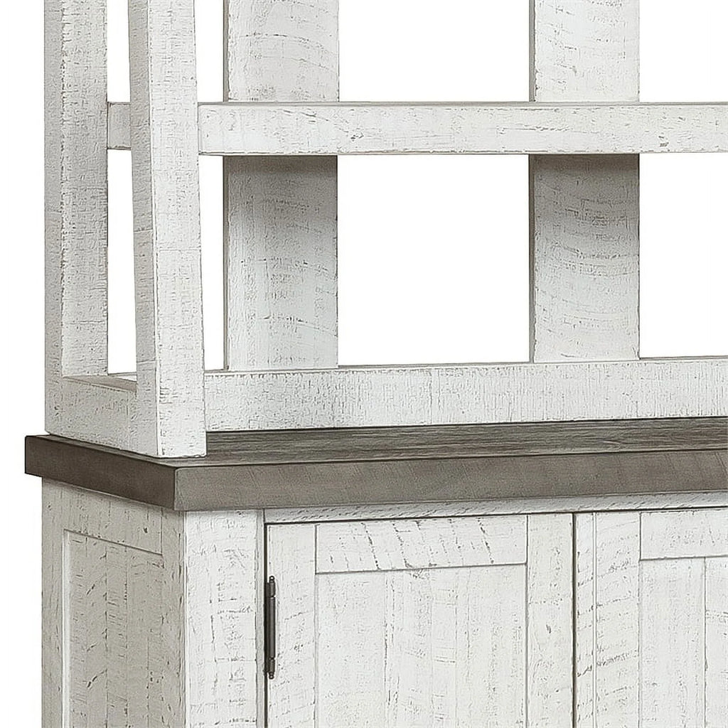 White Wood Credenza with Hutch B5465