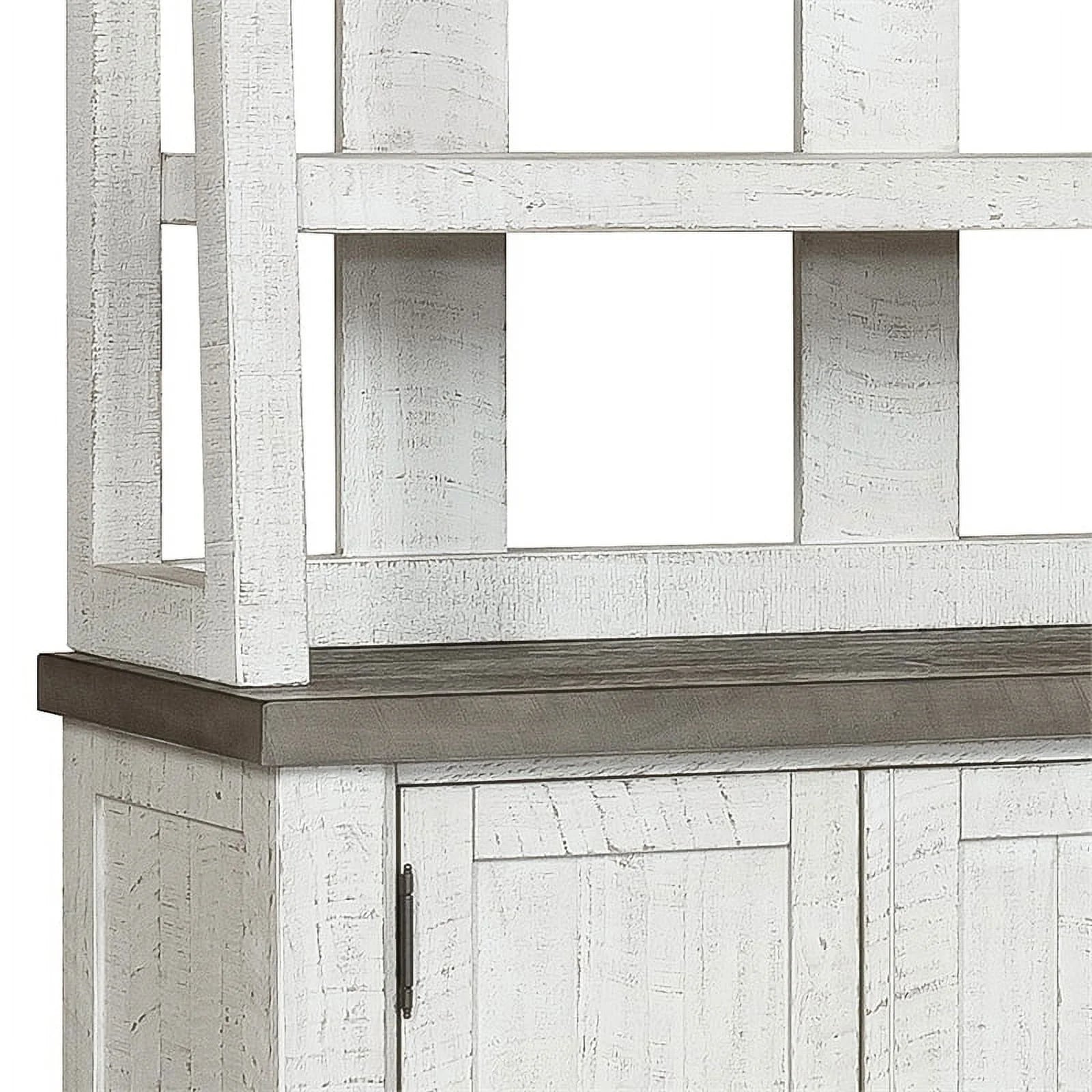 White Wood Credenza with Hutch B5465