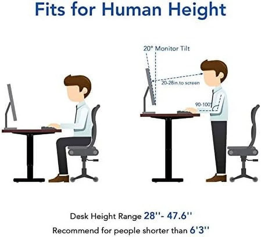 Adjustable Height Desk 40 x 24 Inches Electric Sit Stand Desk Black Frame Black Desktop Q371